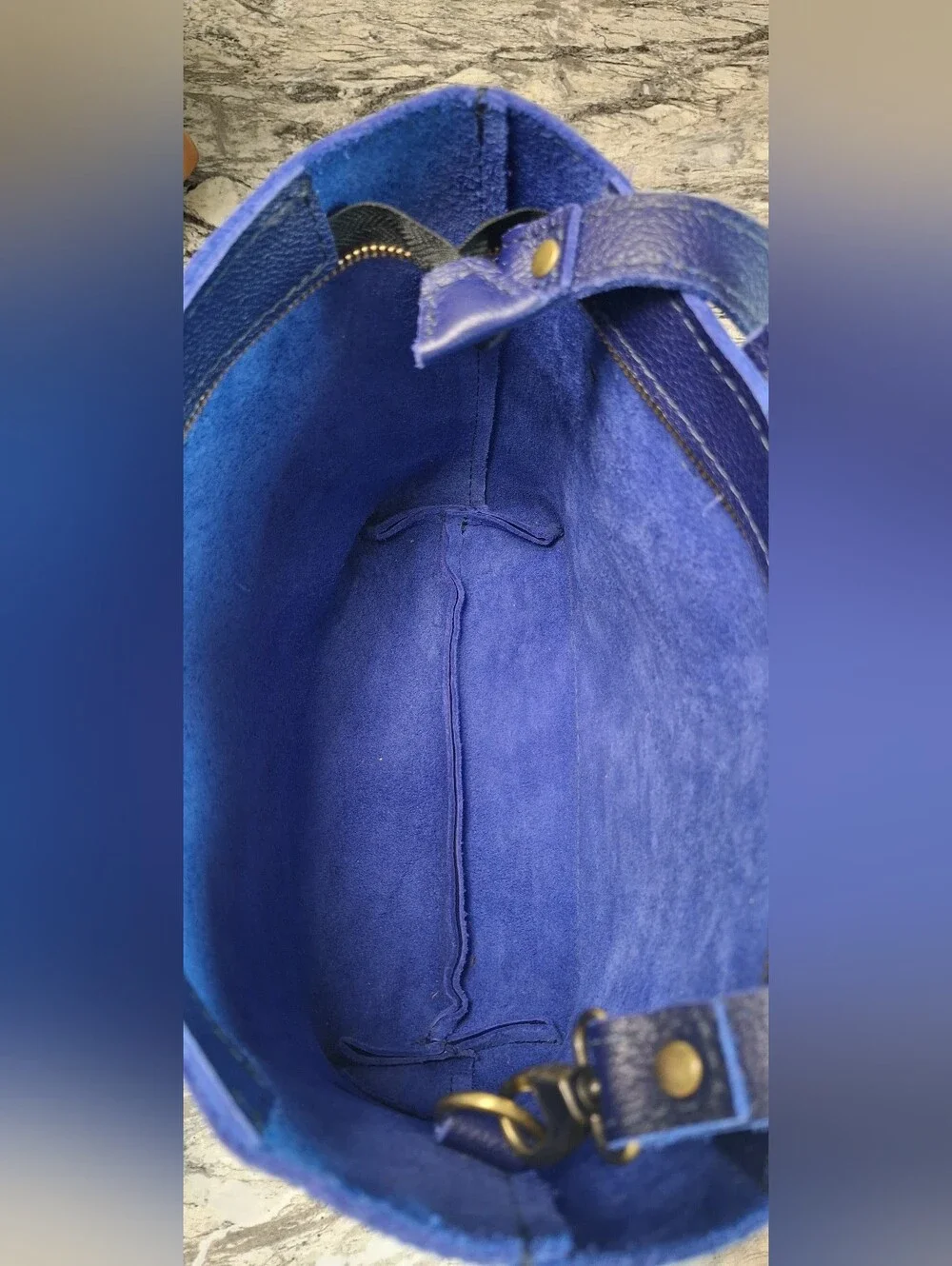 Portland Leather Mini Crossbody Tote, NWOT, COBALT